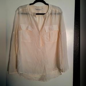 TRINA TURK Sheer cream blouse